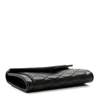 Saint Laurent Lambskin Quilted Monogram Gaby Small Envelope Wallet Black 4 of 7