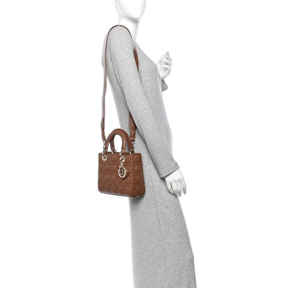 Christian Dior Calfskin Cannage Small My ABCDior Lady Dior Downtown Brown 2 of 11