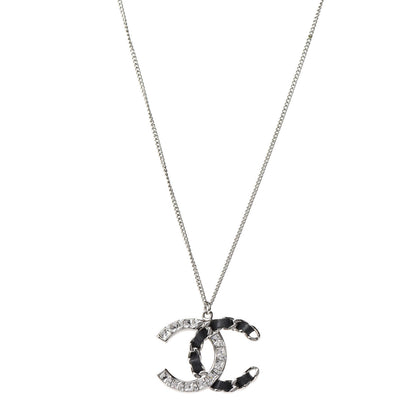 Chanel Lambskin Baguette Crystal CC Necklace Black Silver 1 of 6