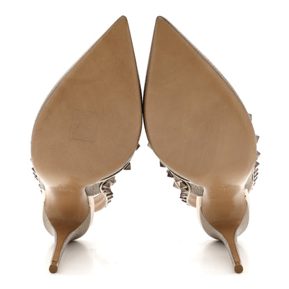 Valentino Garavani Pebbled Calfskin Rockstud Ankle Strap Pumps 40 Skin 6 of 10