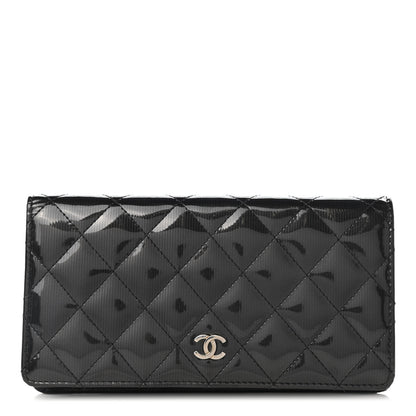Chanel Striated Patent Yen Wallet Black 1 of 8