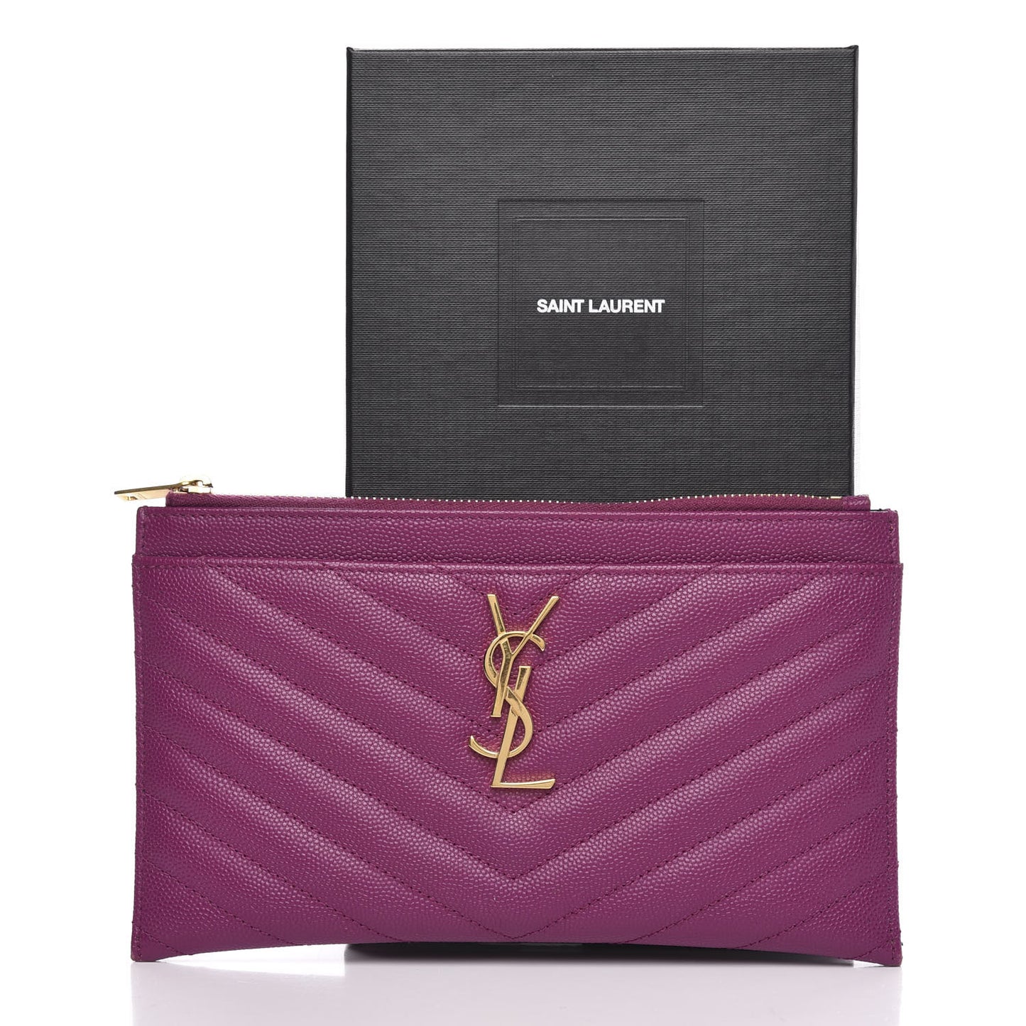 Grain De Poudre Chevron Monogram Bill Pouch Dark Grape
