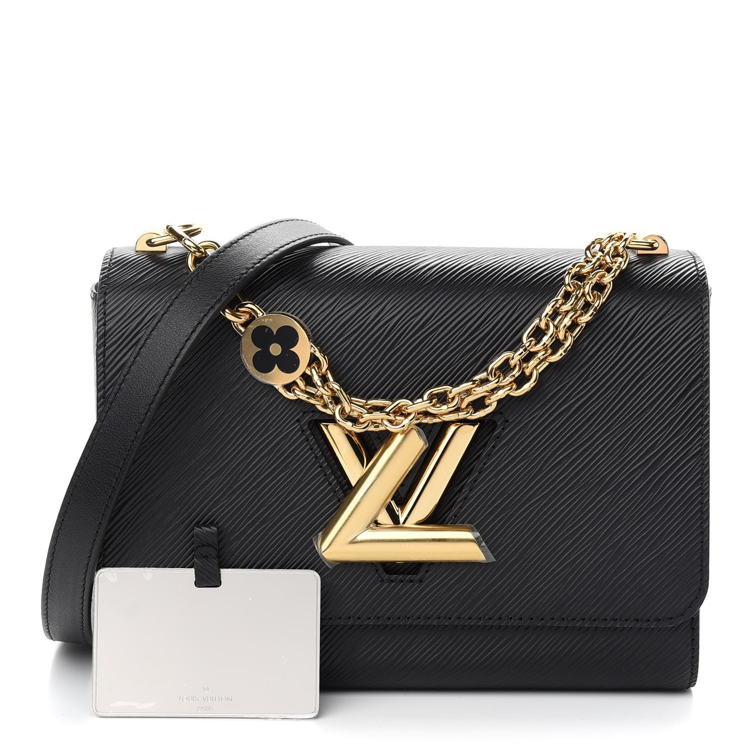 Louis Vuitton Epi Twist Monogram Flower Chain Shoulder Bag MM Black 1 of 8