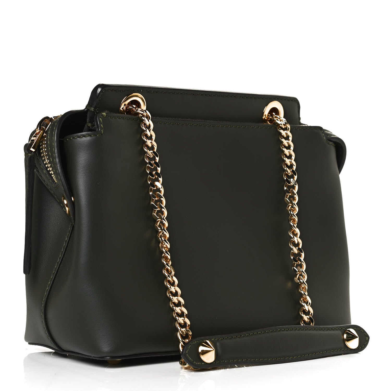 Fendi Vitello Baltico Nappa Flowerland Studded Small Dotcom Click Chain Satchel Verde Prato Multicolor 3 of 12
