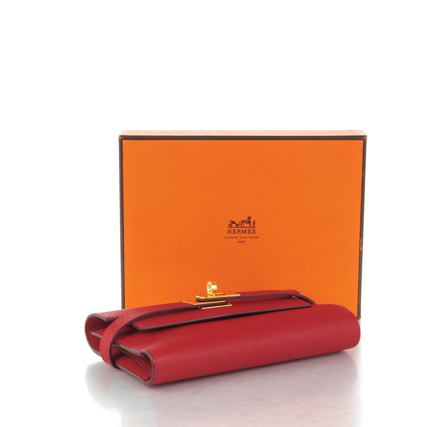 Hermes Epsom Kelly Medium Wallet Rouge Casaque 5 of 16