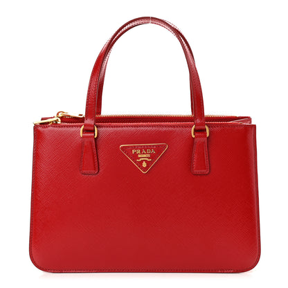Prada Saffiano Vernice Mini Double Zip Tote Rosso 1 of 12