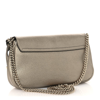 Gucci Metallic Pebbled Calfskin Medium Soho Flap Crossbody Golden Beige 3 of 13