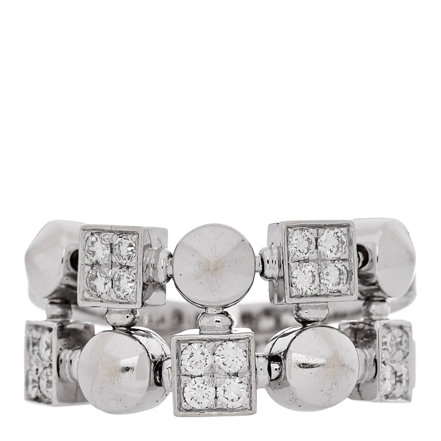 Bulgari 18K White Gold Diamond Lucia Ring 53 6.5 1 of 5