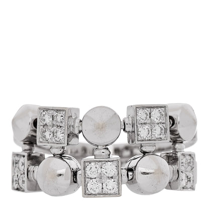 Bulgari 18K White Gold Diamond Lucia Ring 53 6.5 1 of 5