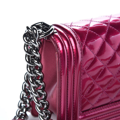 Chanel Metallic Patent Calfskin Quilted Small Boy Flap Pink 13 of 17