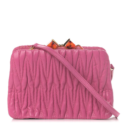 Miu Miu Nappa Matelasse Kisslock Frame Crossbody Bag Fuxia 1 of 16