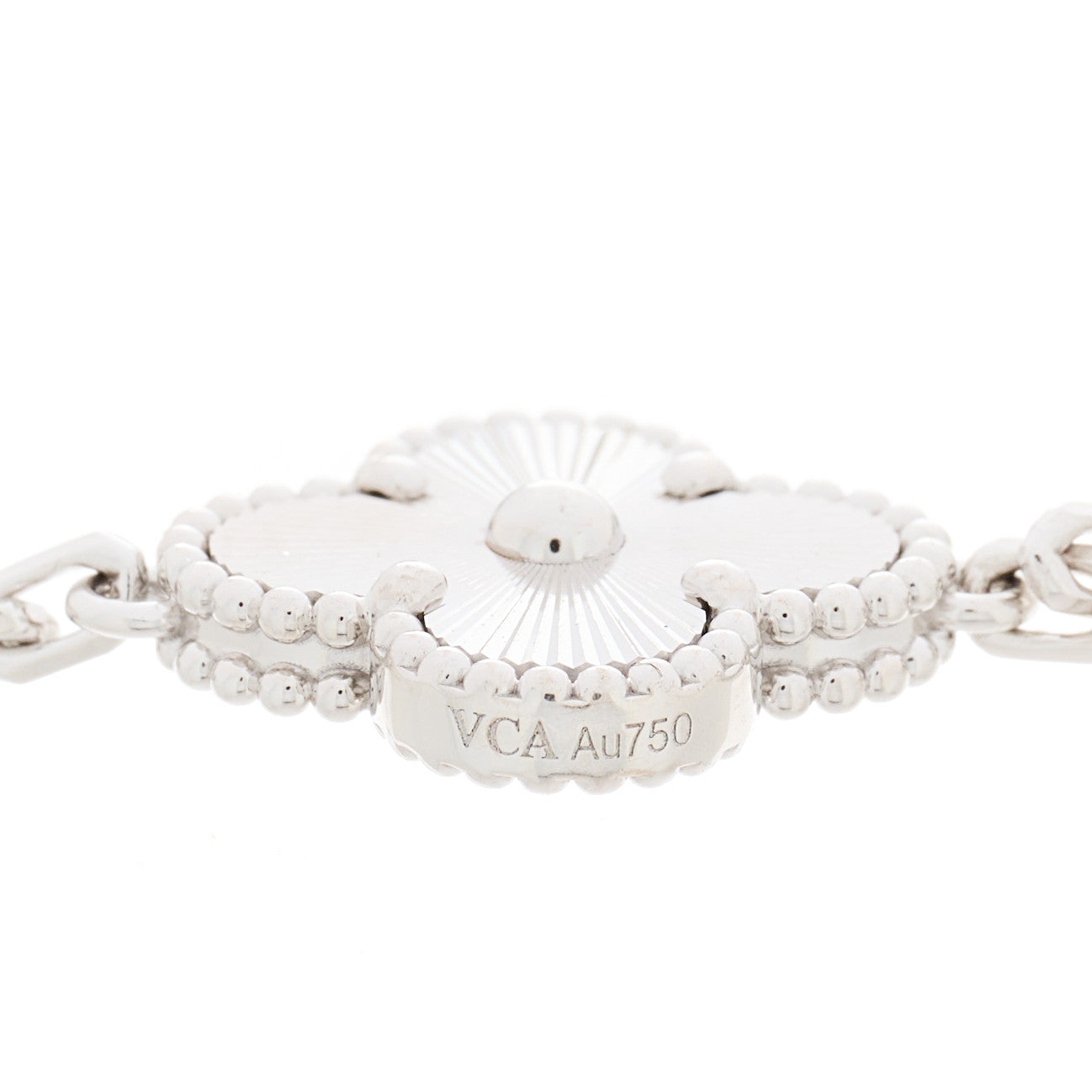 18K White Gold 5 Motifs Guilloche Vintage Alhambra Bracelet