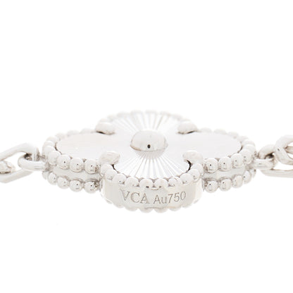 Van Cleef & Arpels 18K White Gold 5 Motifs Guilloche Vintage Alhambra Bracelet 4 of 4