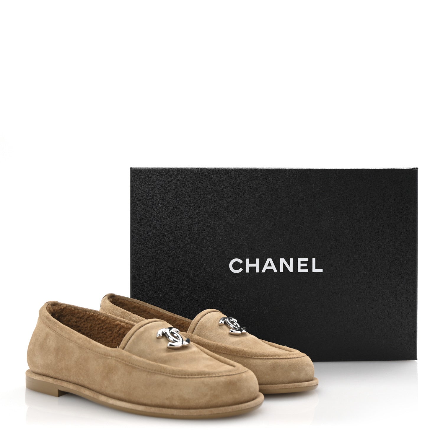 Chanel Suede Calfskin CC Loafers 36 Dark Beige 10 of 10