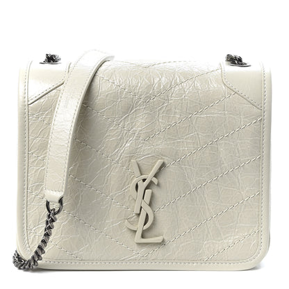 Saint Laurent Crinkled Calfskin Matelasse Monogram Niki Chain Wallet Crema Soft 1 of 9
