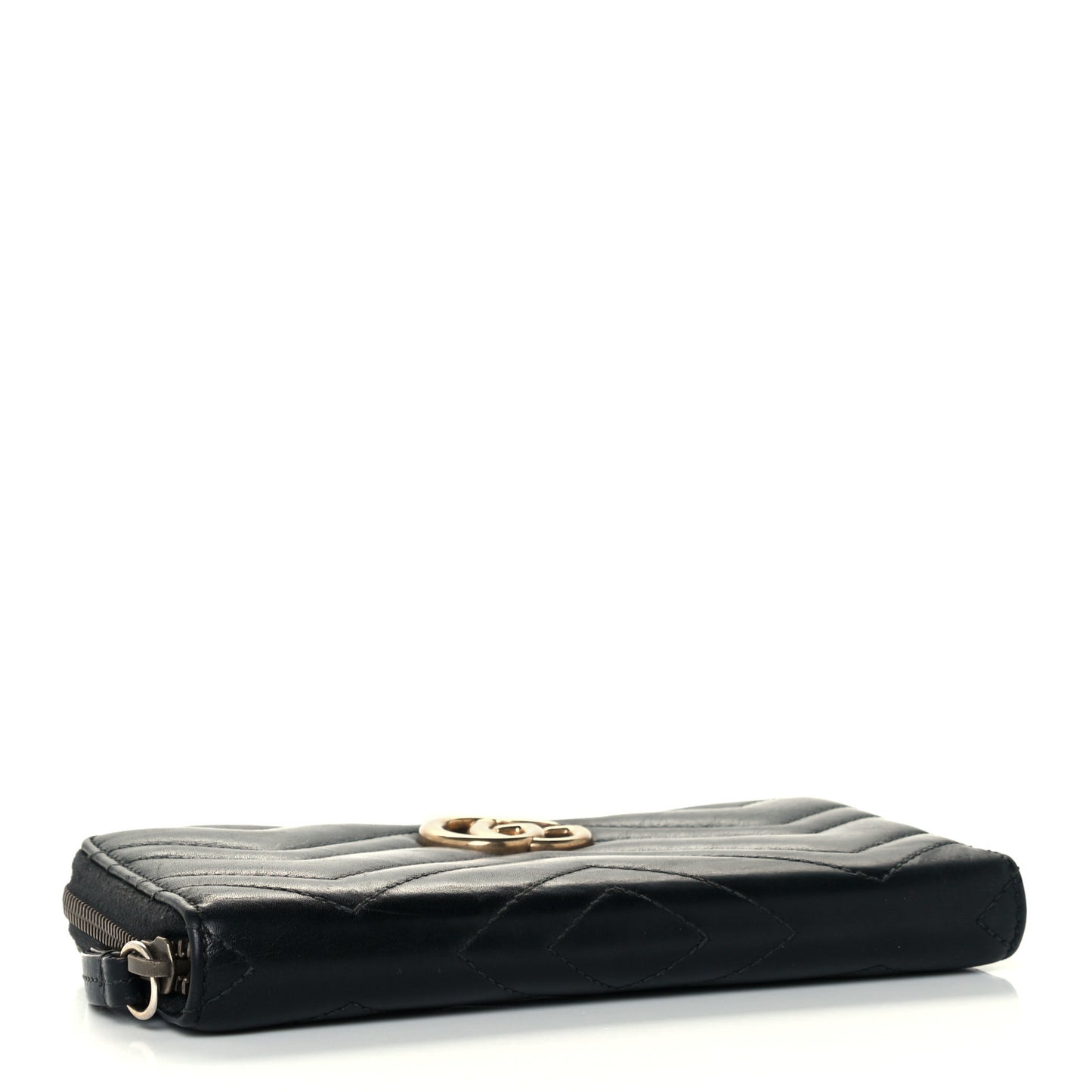 Calfskin Matelasse GG Marmont Zip Around Wallet Black