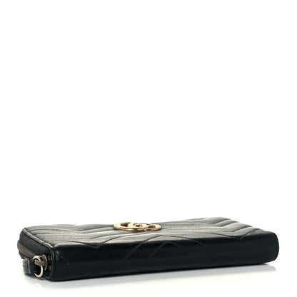 Gucci Calfskin Matelasse GG Marmont Zip Around Wallet Black 4 of 9