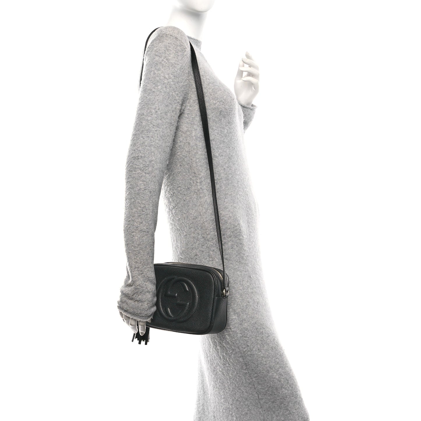 Pebbled Calfskin Small Soho Disco Bag Black