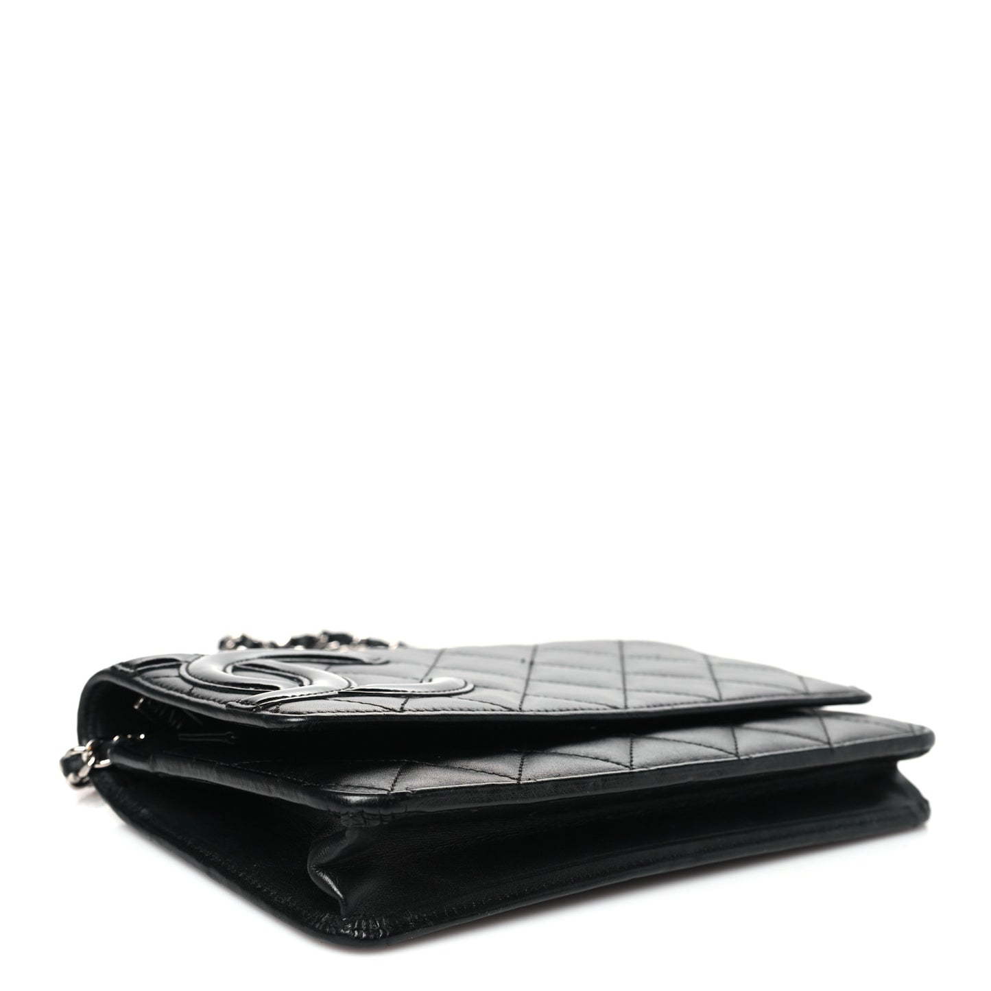 Calfskin Quilted Cambon Wallet on Chain WOC Black