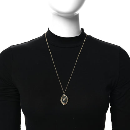 Chanel Enamel CC Oval Necklace Gold Blue 2 of 5