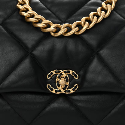 Chanel Lambskin Quilted Maxi Chanel 19 Flap Black 8 of 10