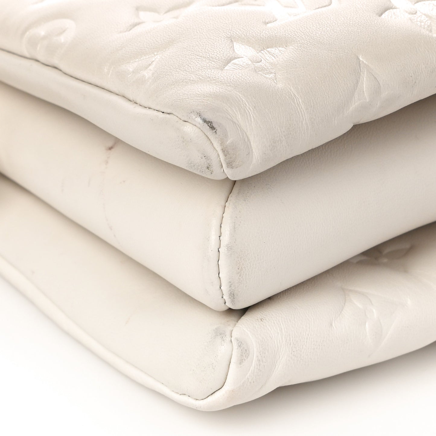Lambskin Embossed Monogram Coussin PM Cream