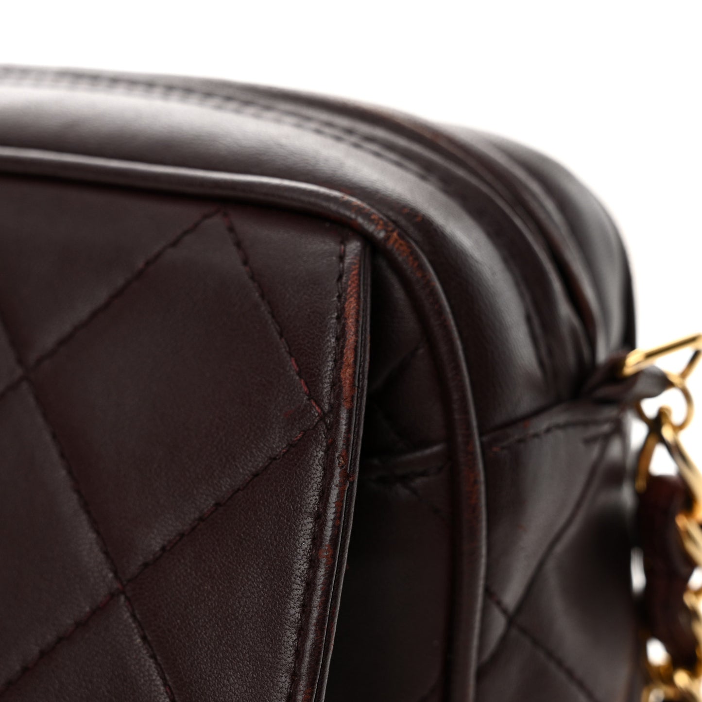 Lambskin Quilted Tassel CC Camera Case Burgundy