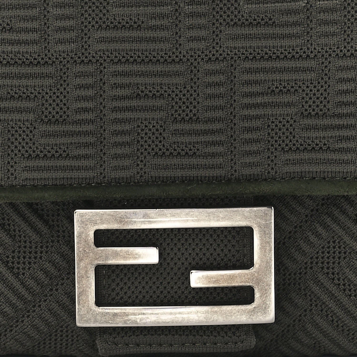 Fendi Technical Fabric FF Midi Chain Baguette Oliva 8 of 11