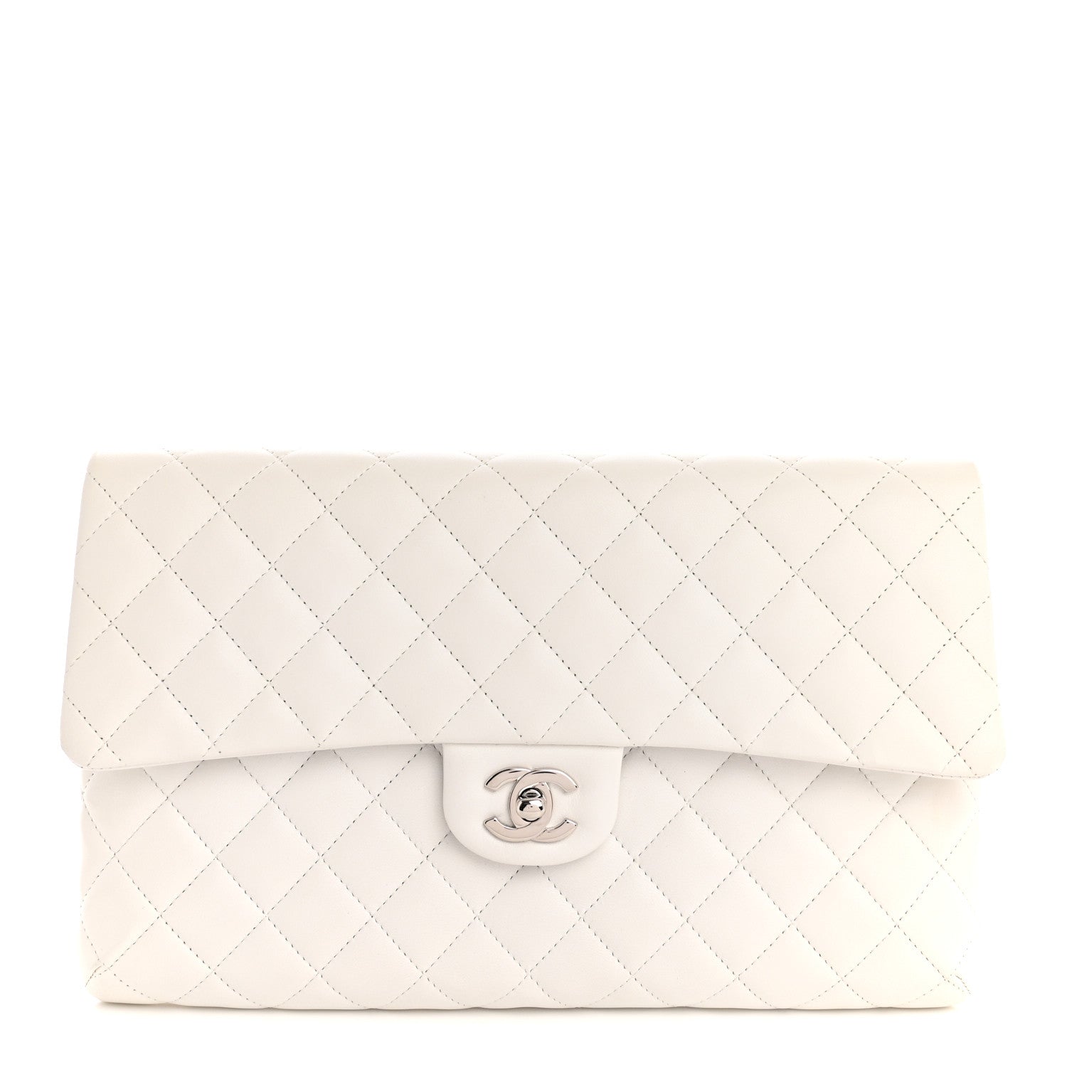 Chanel Lambskin Quilted Flap Clutch White 1 of 9
