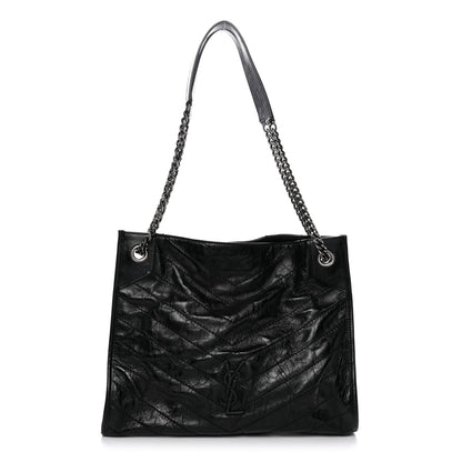 Saint Laurent Crinkled Calfskin Matelasse Monogram Medium Niki Shopper Tote Black 1 of 13