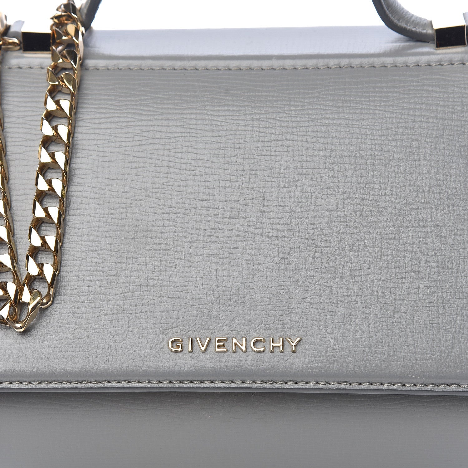 Givenchy Textured Calfskin Mini Pandora Box Chain Crossbody Bag Grey 8 of 10