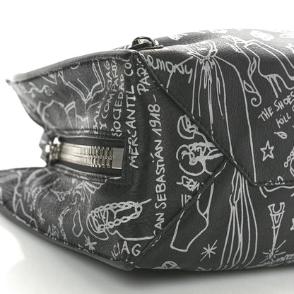 Balenciaga Agneau Graffiti Papier A6 Zip Around Tote Black White 9 of 10