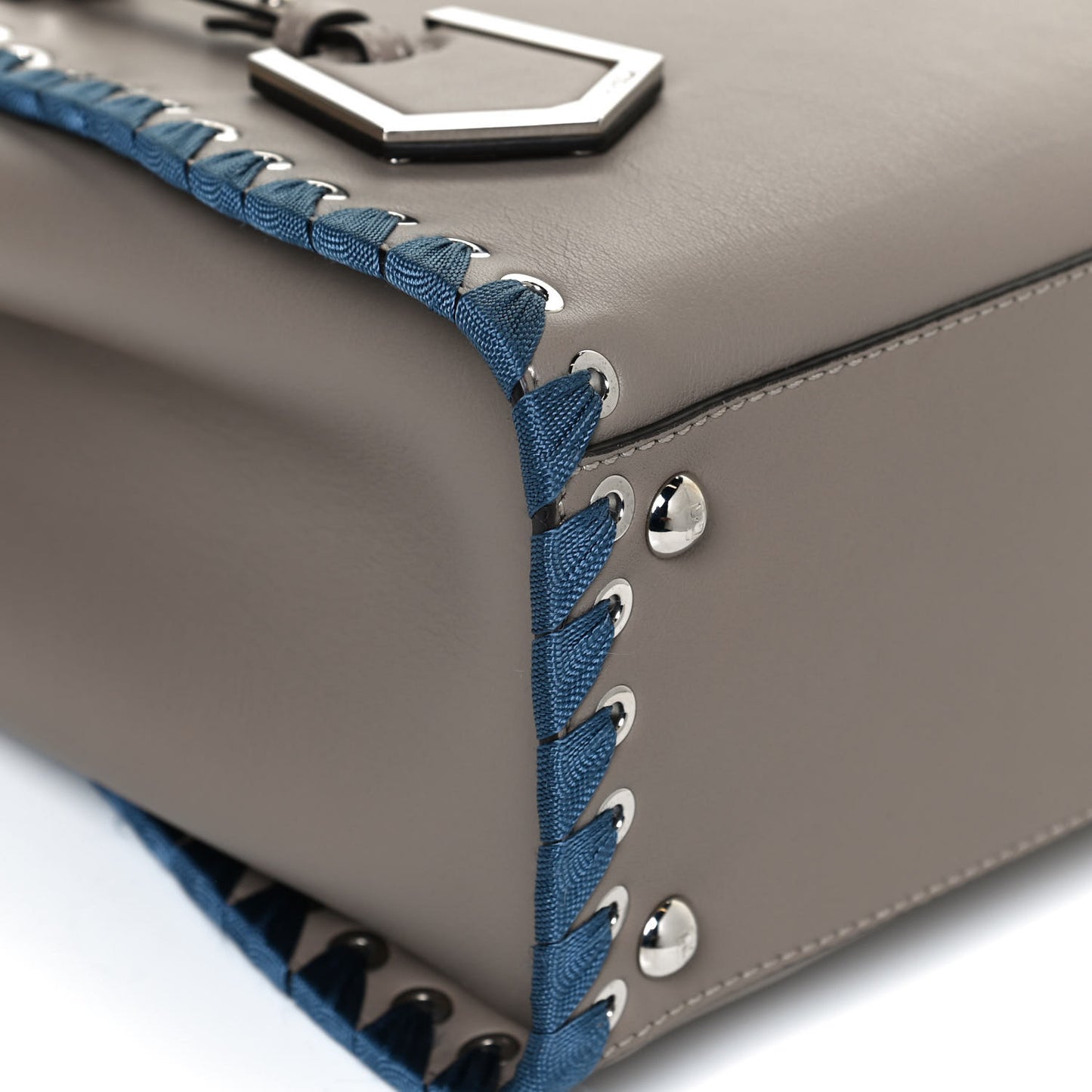 Vitello Lace Up 2Jours Tote Tortora Ceruleo