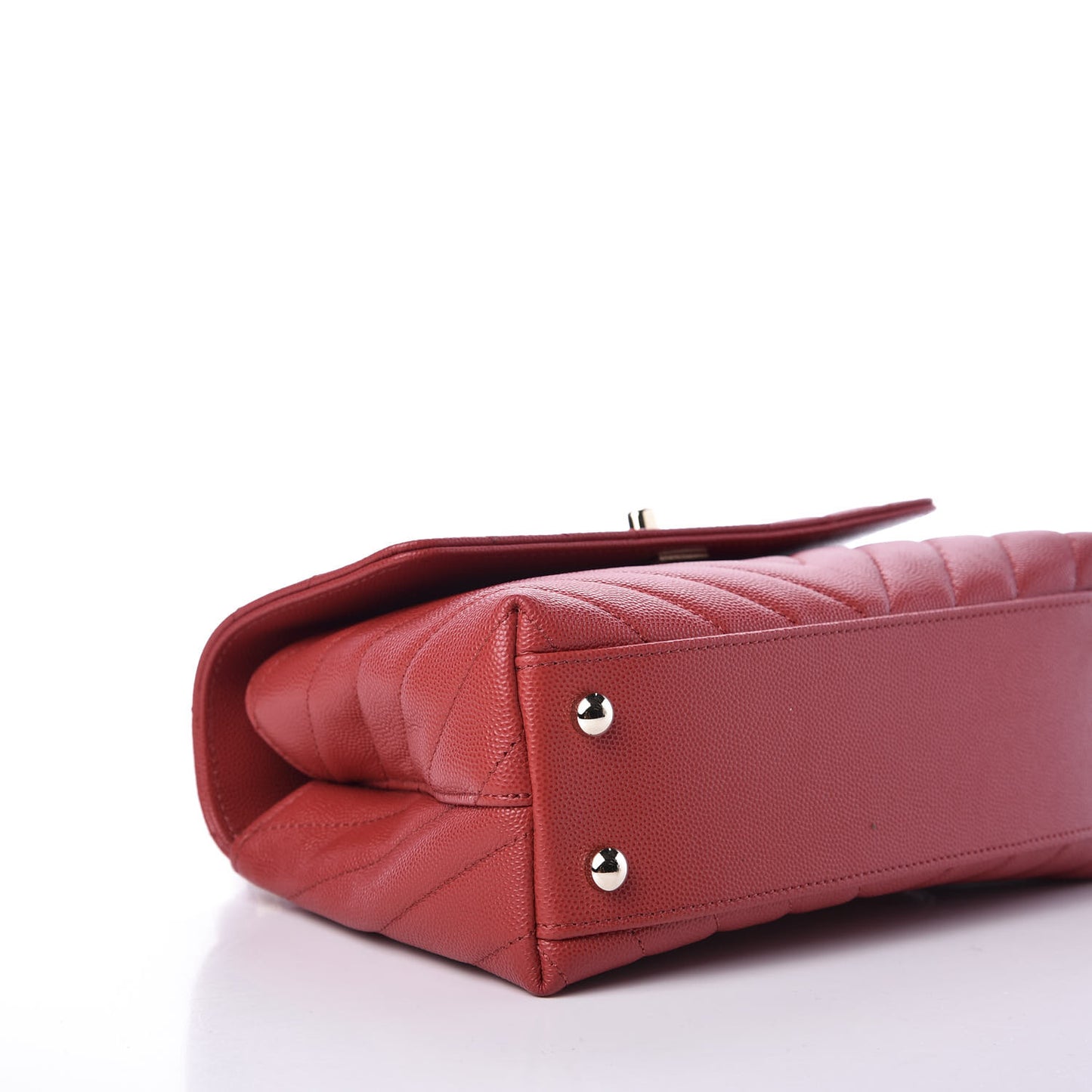 Caviar Chevron Quilted Mini Coco Handle Flap Red