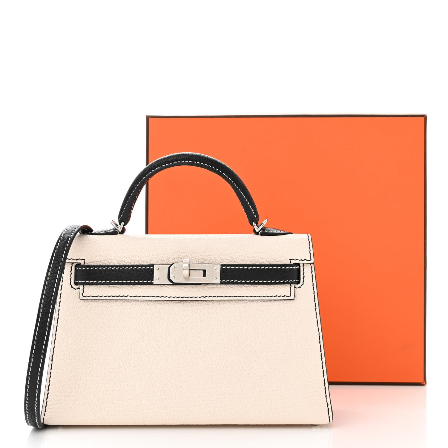 Hermes Chevre Mysore Horseshoe Mini Kelly Sellier 20 Nata Black 10 of 10