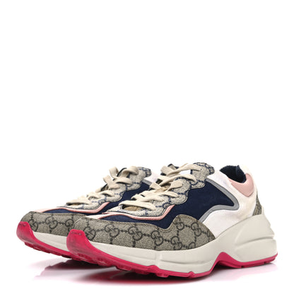 Gucci GG Supreme Monogram Mix Monogram Womens Rhyton Sneakers 36 London Blue Beige Pale Pink 4 of 10