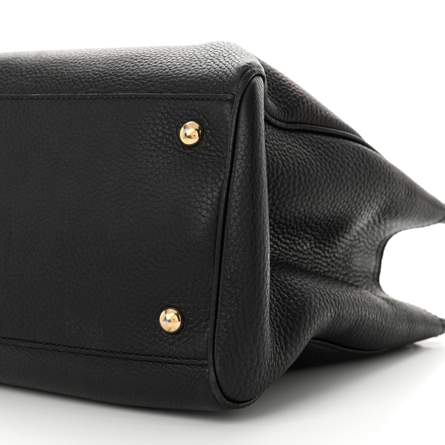 Pebbled Calfskin Medium Bamboo Shopper Tote Black
