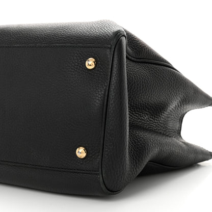 Gucci Pebbled Calfskin Medium Bamboo Shopper Tote Black 11 of 16