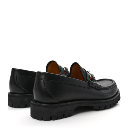 Gucci Cirano Lux Web Mens Horsebit Lug Sole Loafers 7.5 Black 4 of 8