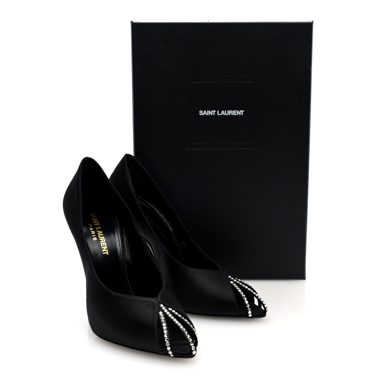 Saint Laurent Satin Crystal Martinique 110 Pump 36 Black 9 of 9