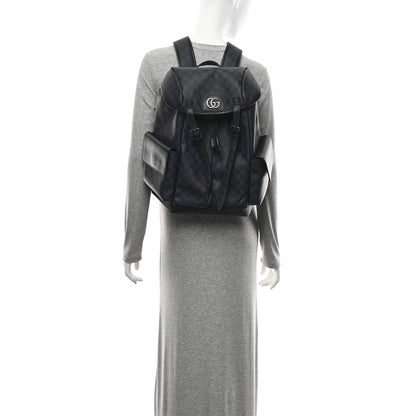 Gucci GG Supreme Monogram Textured Dollar Calfskin Medium Ophidia Double Buckle Backpack Blue Dark Blue Black 2 of 10