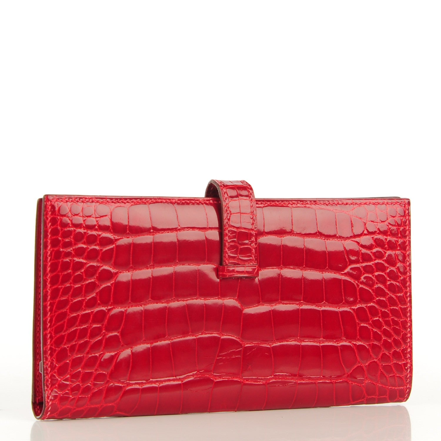 Hermes Shiny Alligator Bearn Wallet Rouge Vif 3 of 7