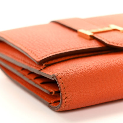 Hermes Chevre Mysore Tri Fold Bearn Wallet Orange 8 of 9