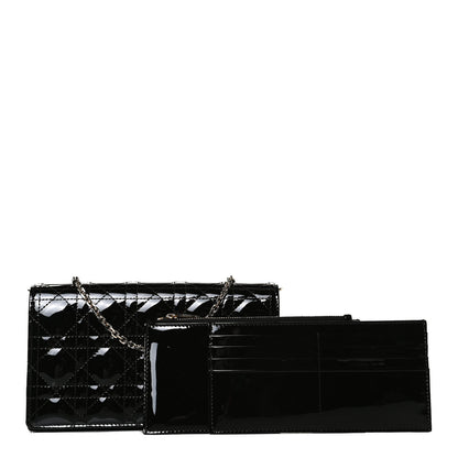 Christian Dior Patent Cannage Lady Dior Chain Wallet Black 1 of 29