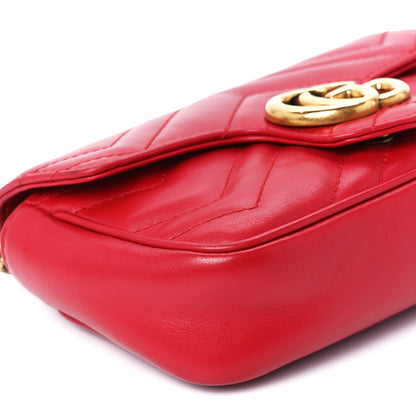 Gucci Calfskin Matelasse Super Mini GG Marmont Shoulder Bag Hibiscus Red 11 of 14
