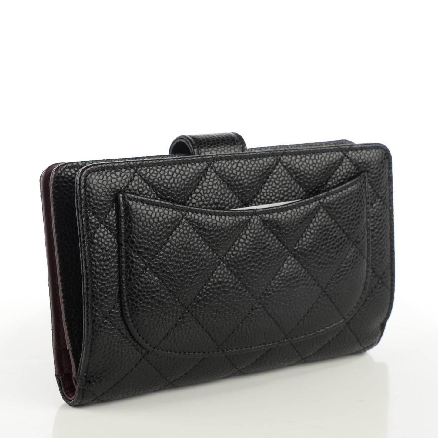 Caviar Quilted Zipped Pocket Wallet Black