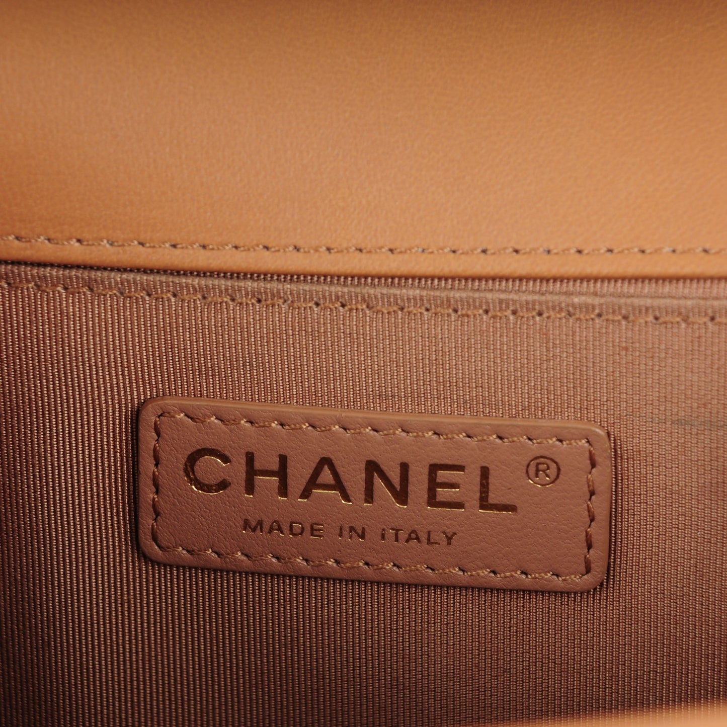 Lambskin Quilted Medium Boy Flap Camel