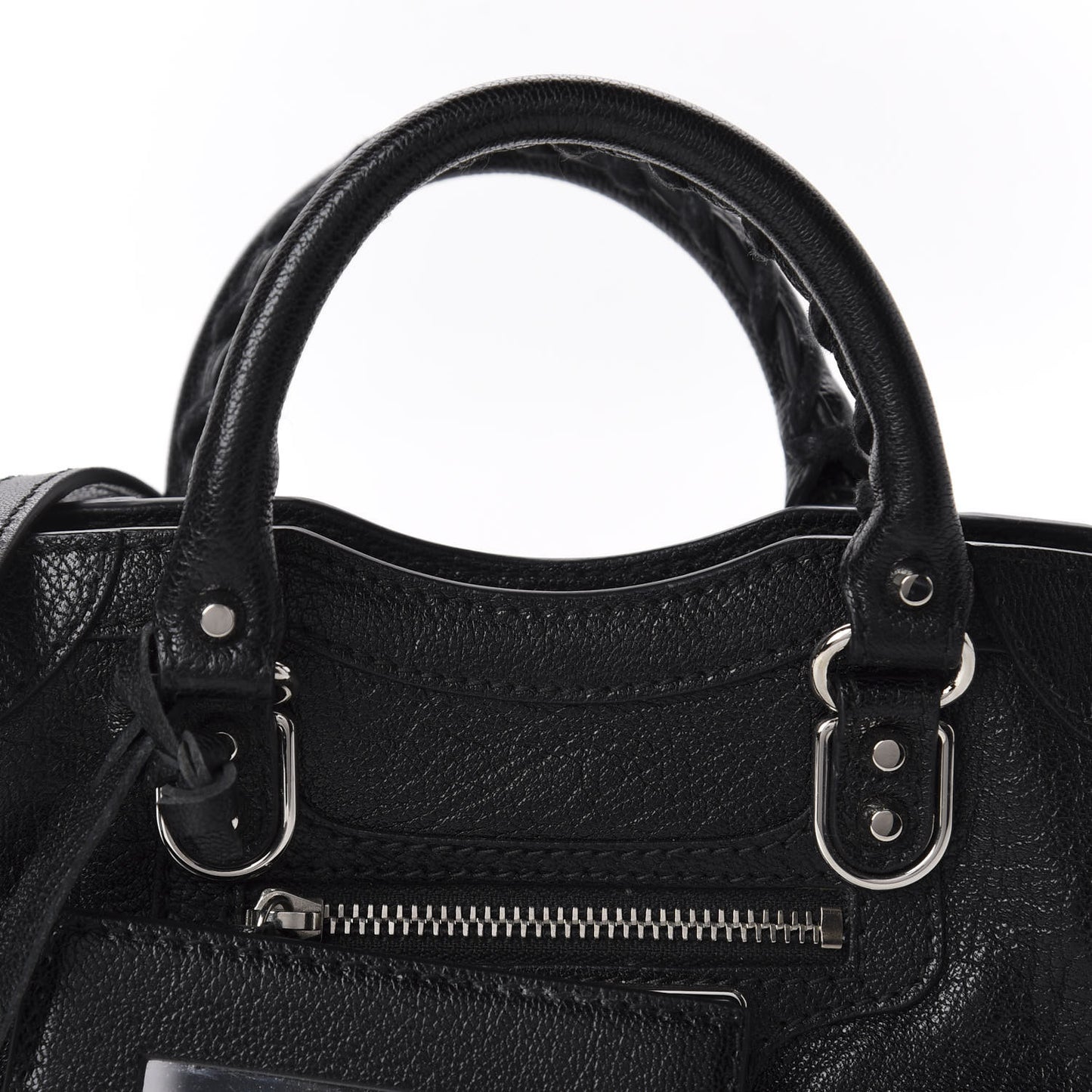 Chevre Silver Metallic Edge Hardware Nano City Black