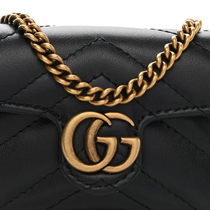 Gucci Calfskin Matelasse GG Marmont 2.0 Coin Purse On A Chain Black 7 of 7