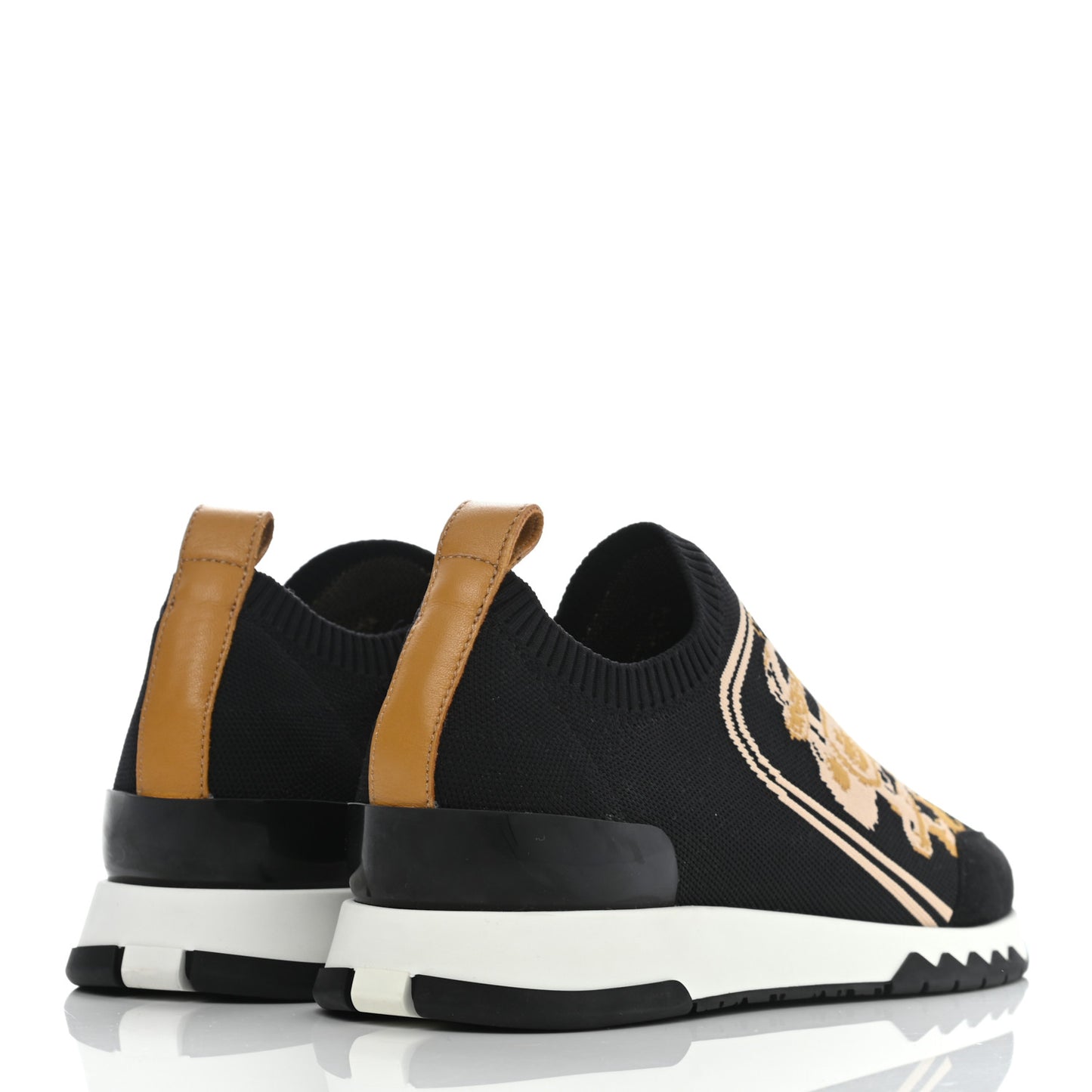 Knit Goatskin Womens Bow Sneakers 36 Black